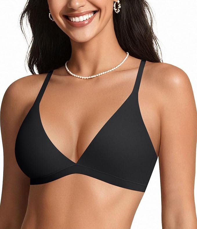 OEAK Women Triangle Wireless Plunge Bra